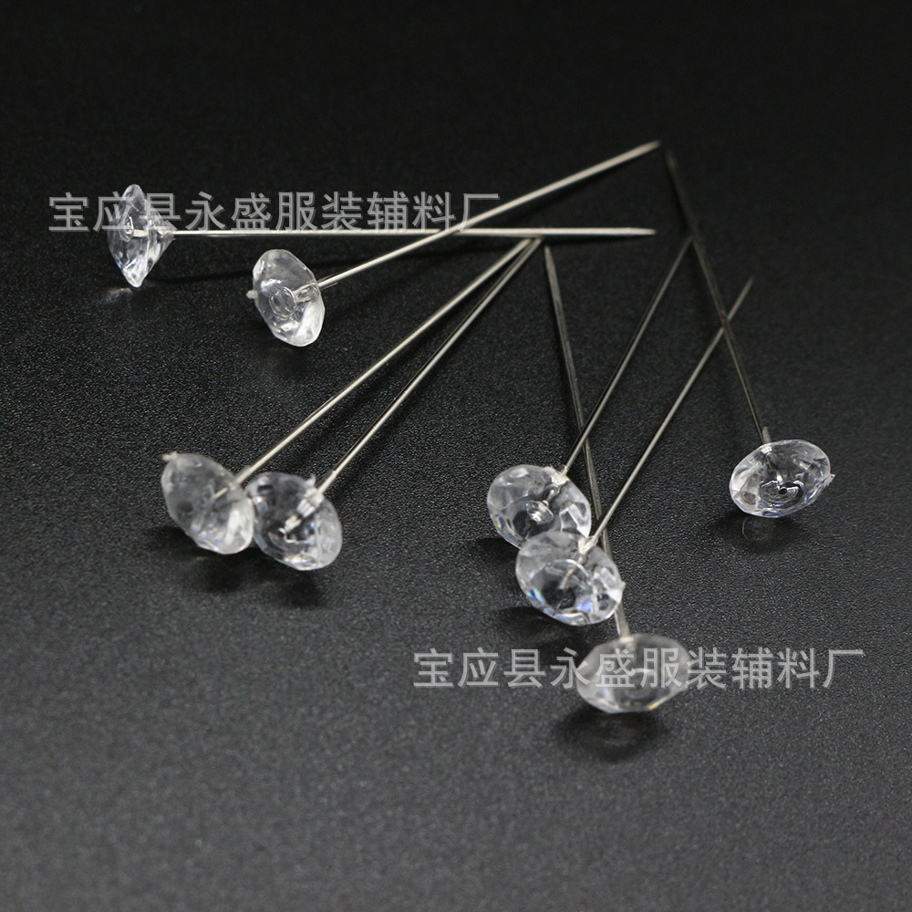 厂家批发100枚盒装彩色多型号钻石针透明丝巾固定针大头针详情8