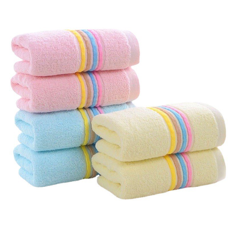 Wholesale color-striped towels, plain adult absorbent face towels, household facial cleansing gifts, embroidered logos pic 2