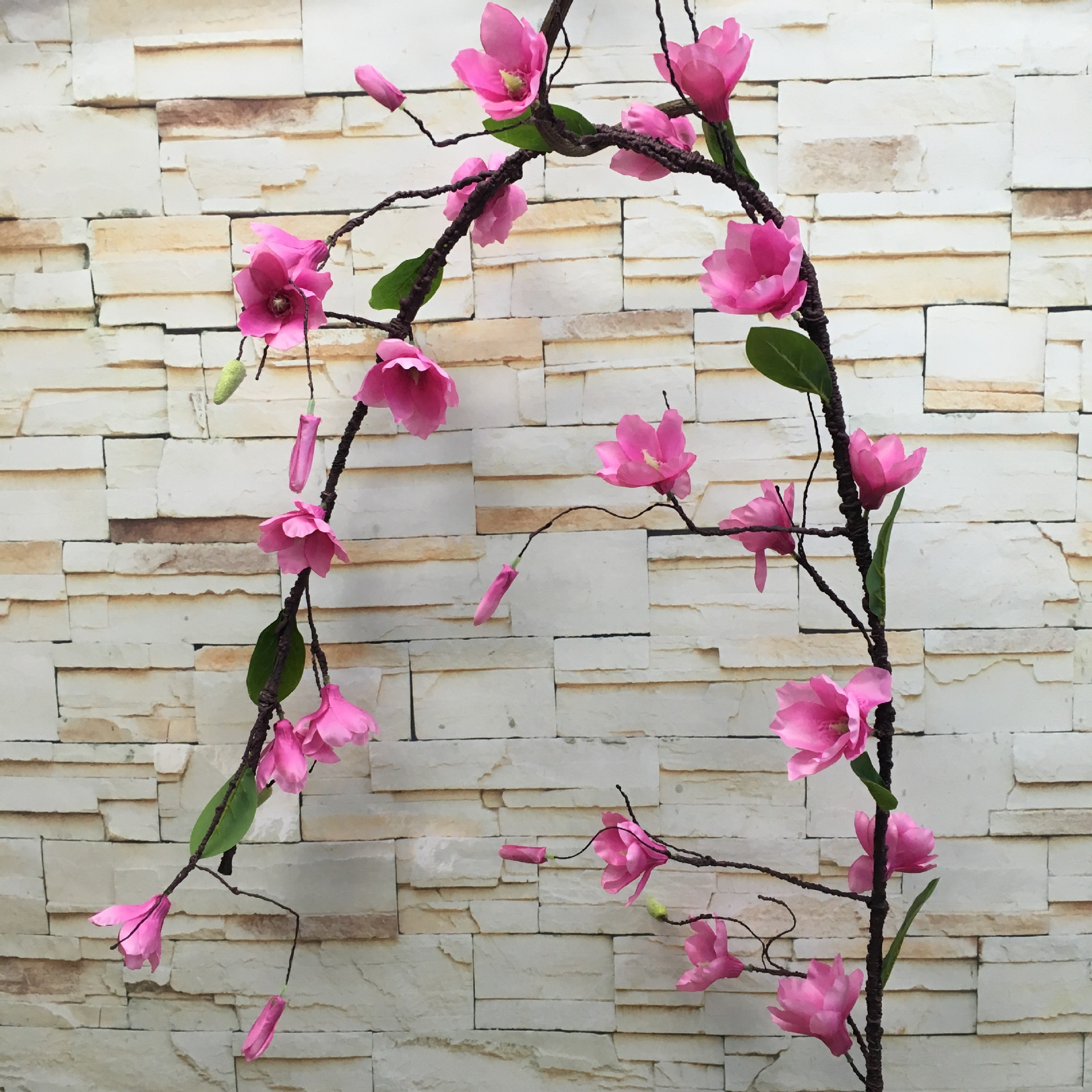Artificial magnolia vine, artificial magnolia wedding and home decoration artificial flower factory direct sales, foamed branch shaped tree vine pic 15