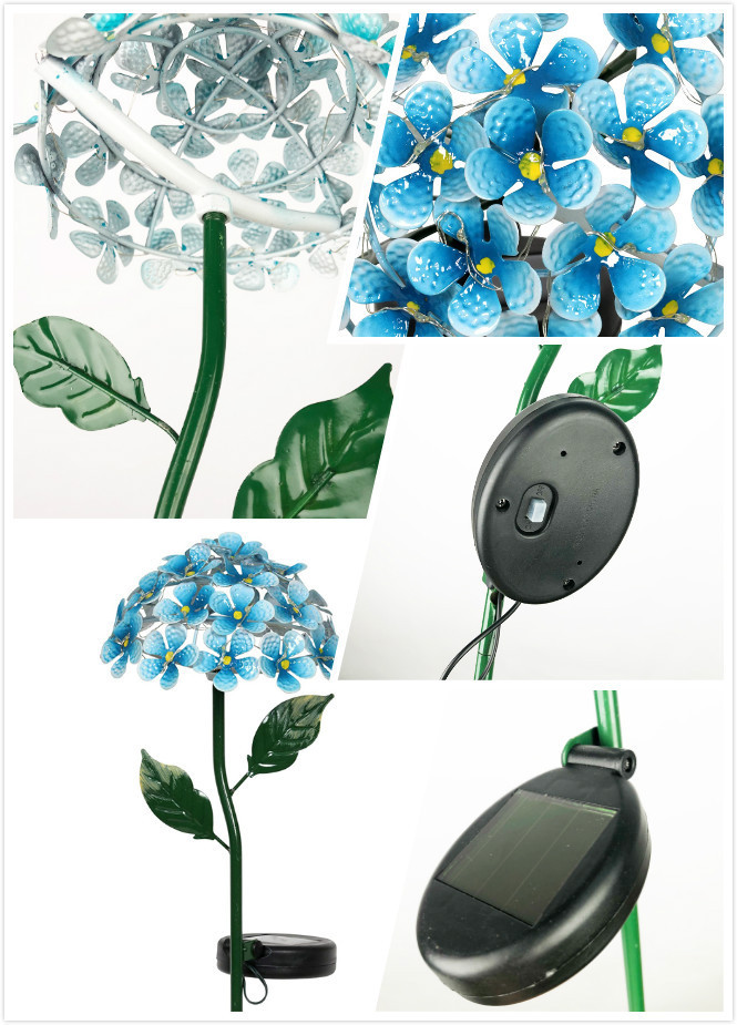 Amazon cross-border hydrangea pole solar pole light, LED light, outdoor garden decorative light, courtyard ironwork light pic 4