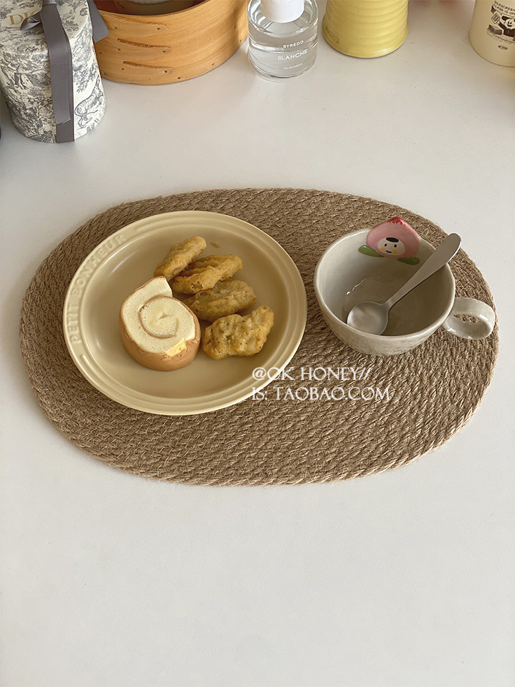 日式亚麻编织餐垫餐桌隔热垫子锅垫碗垫隔热防烫大尺寸亚麻草编织详情10