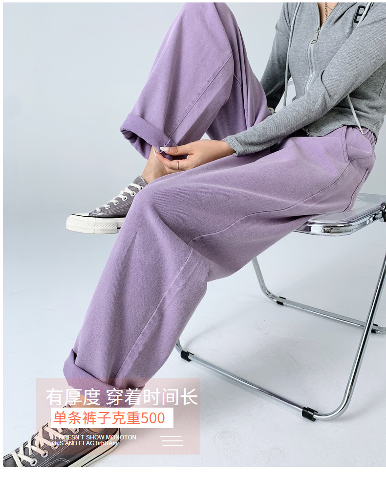 【纯棉牛仔阔腿裤】一裤两穿纯棉挺阔显瘦厚牛仔宽松阔腿休闲女裤详情11