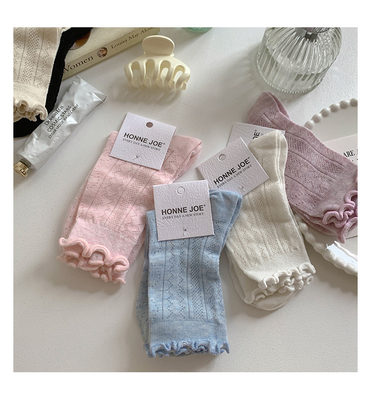 袜子女中筒袜ins潮春秋季薄款日系甜美可爱木耳边长袜夏天堆堆袜详情9