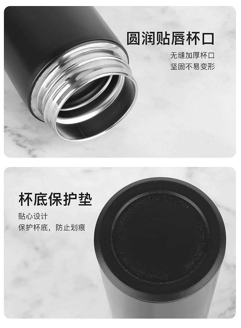 Smart temperature-measuring insulated cup, LED touch display for temperature, frosted water cup, creative business gift, customized LOGO pic 24