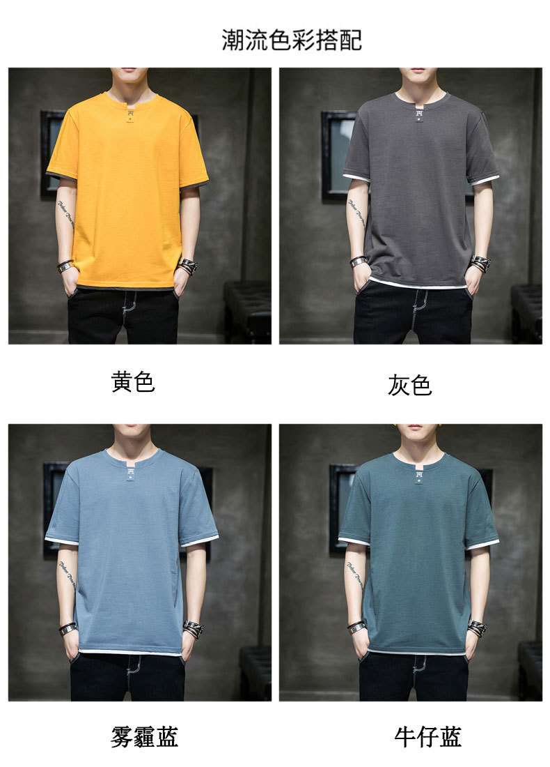 Short-sleeved T-shirt for men, Korean style, summer loose cotton T-shirt, cross-border new style, student bottom layer, half-sleeved shirt pic 47