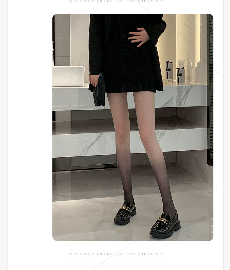 任意剪渐变色丝袜批发女夏季性感黑丝超薄款防勾丝黑灰一体连裤袜详情12