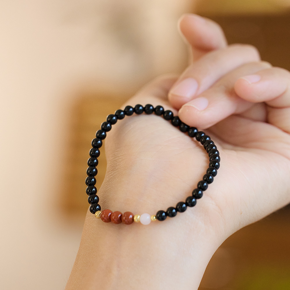 Natural 4MM black agate bracelet for women, fine red agate bracelet for the zodiac year, simple design style bracelet wholesale pic 7