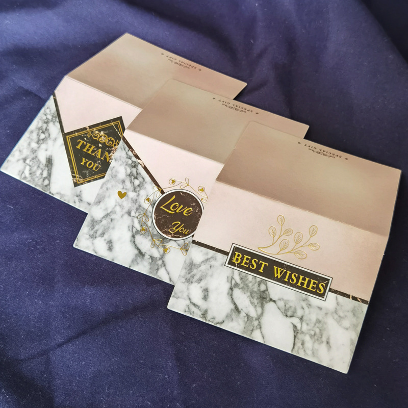 Simple European-style gilded creative thank-you card, baking flower shop birthday folding card, positive review after-sales service card pic 29