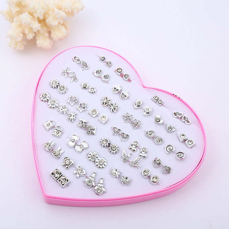 Korean version boxed ear studs in stock, student resin electroplated dot diamond jewelry earrings, student street stalls selling hot earrings wholesale pic 8