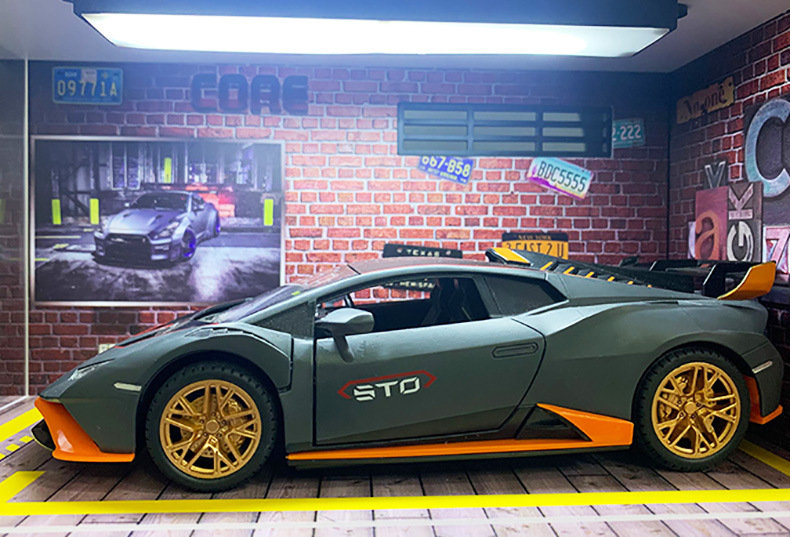 Wholesale foreign trade self-assembly DIY cross-border simulation alloy car model parking lot with light PVC car parking lot suitable for 1:24 assembly background wall decoration storage pic 9