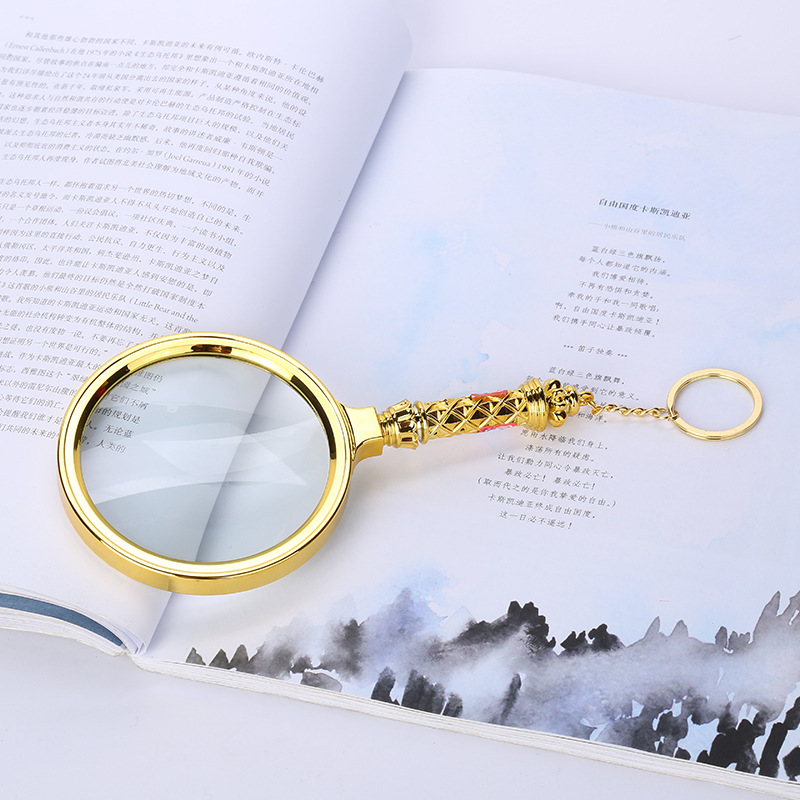 Fashionable new gold-plated flower straight handle magnifying glass, personalized handheld reading glass for the elderly, gift flower handle magnifying glass pic 7