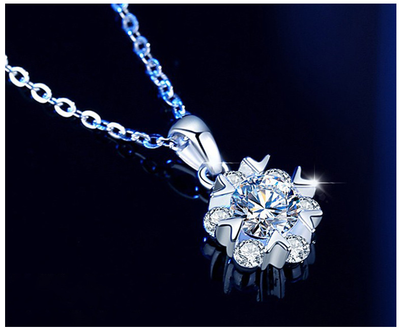 Genuine D-color moissanite necklace, pure silver snowflake diamond pendant, collarbone chain, versatile birthday gift for your girlfriend pic 8