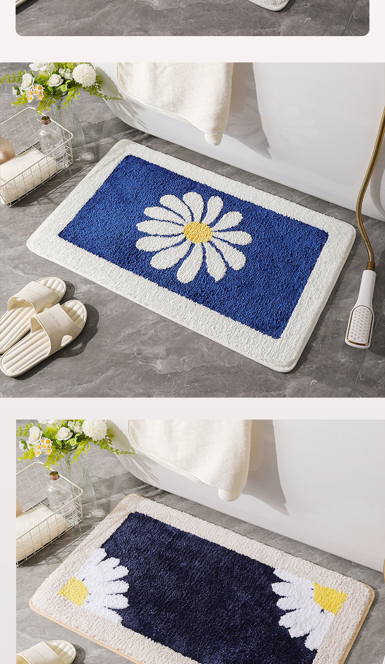 跨境加厚门垫客厅进门地毯卧室卫生间门口脚垫浴室花朵防滑垫子详情7