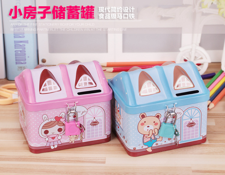 Cartoon house-shaped piggy bank, piggy bank for boys and girls, Kuromi pen case, book safe, birthday gift display pic 11
