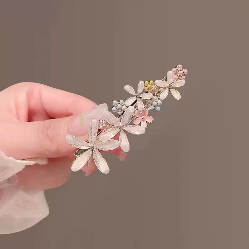 2025新款韩版发夹侧边鸭嘴夹花朵夹子超仙女刘海边发卡精致头饰发详情5