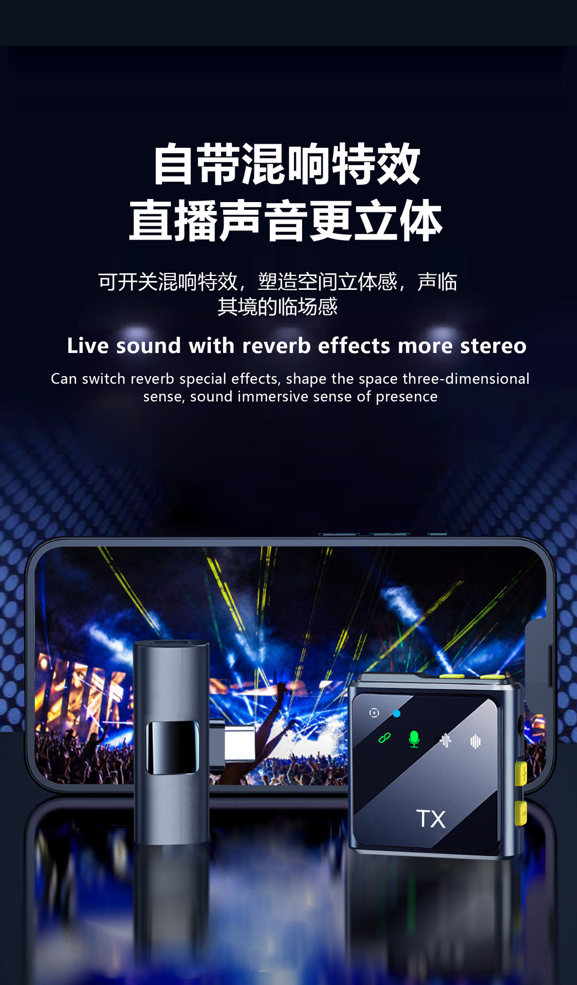 The new wireless square lapel microphone with reverb noise reduction for recording, live streaming and outdoor food streaming is a bestseller in foreign trade pic 7