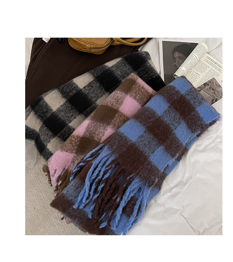 秋冬季围巾女千鸟格仿羊绒针织保暖加厚高级感韩版学生情侣围脖详情14