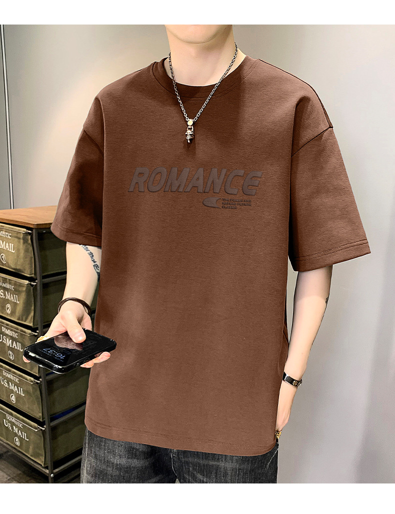 男士短袖t恤男潮流圆领上衣服宽松T恤男字母休闲体恤半袖夏季男装详情17