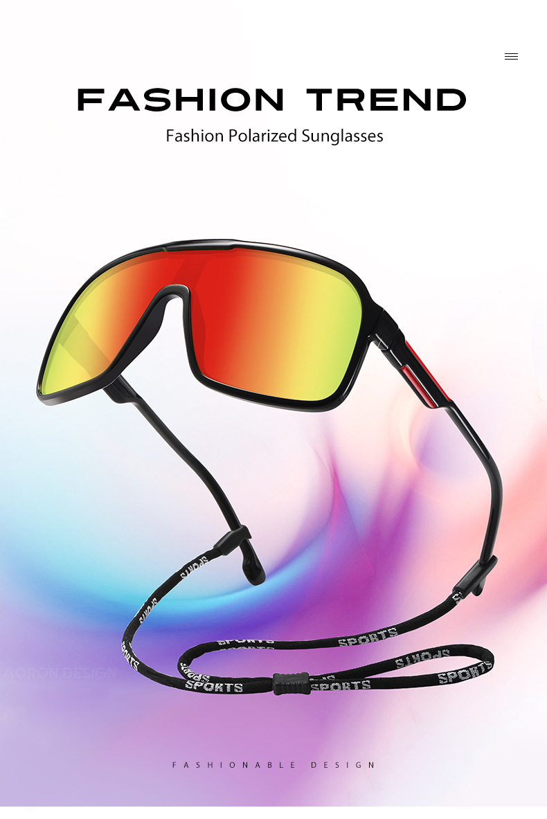 New one-piece large-frame outdoor sports sunglasses, cross-border polarized and colorful cycling sunglasses, trendy sunglasses 3086 pic 8