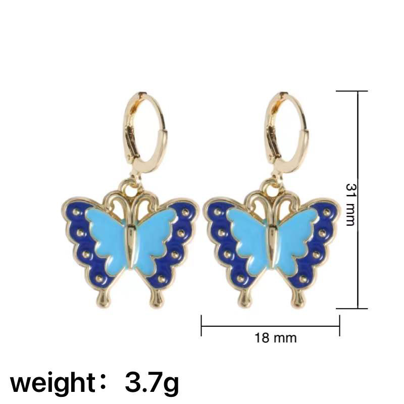 Klein blue series earrings, fashionable, retro and niche, flower-shaped heart-shaped butterfly earrings, personalized and elegant earrings wholesale pic 10