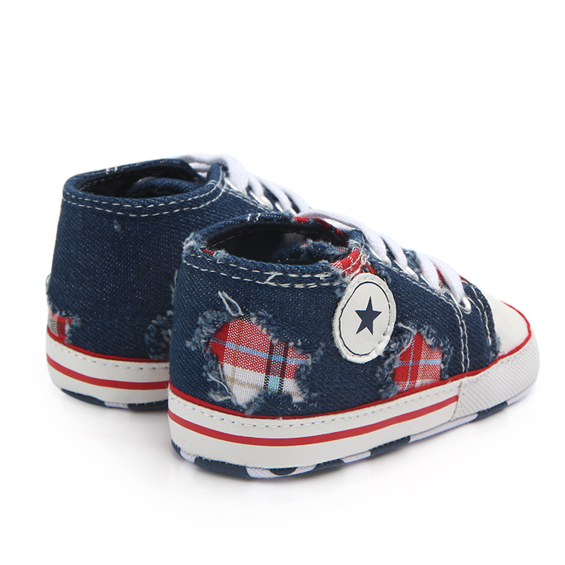 Wholesale of baby shoes for foreign trade, baby shoes, lace-up denim, perforated walking shoes 1247 pic 6