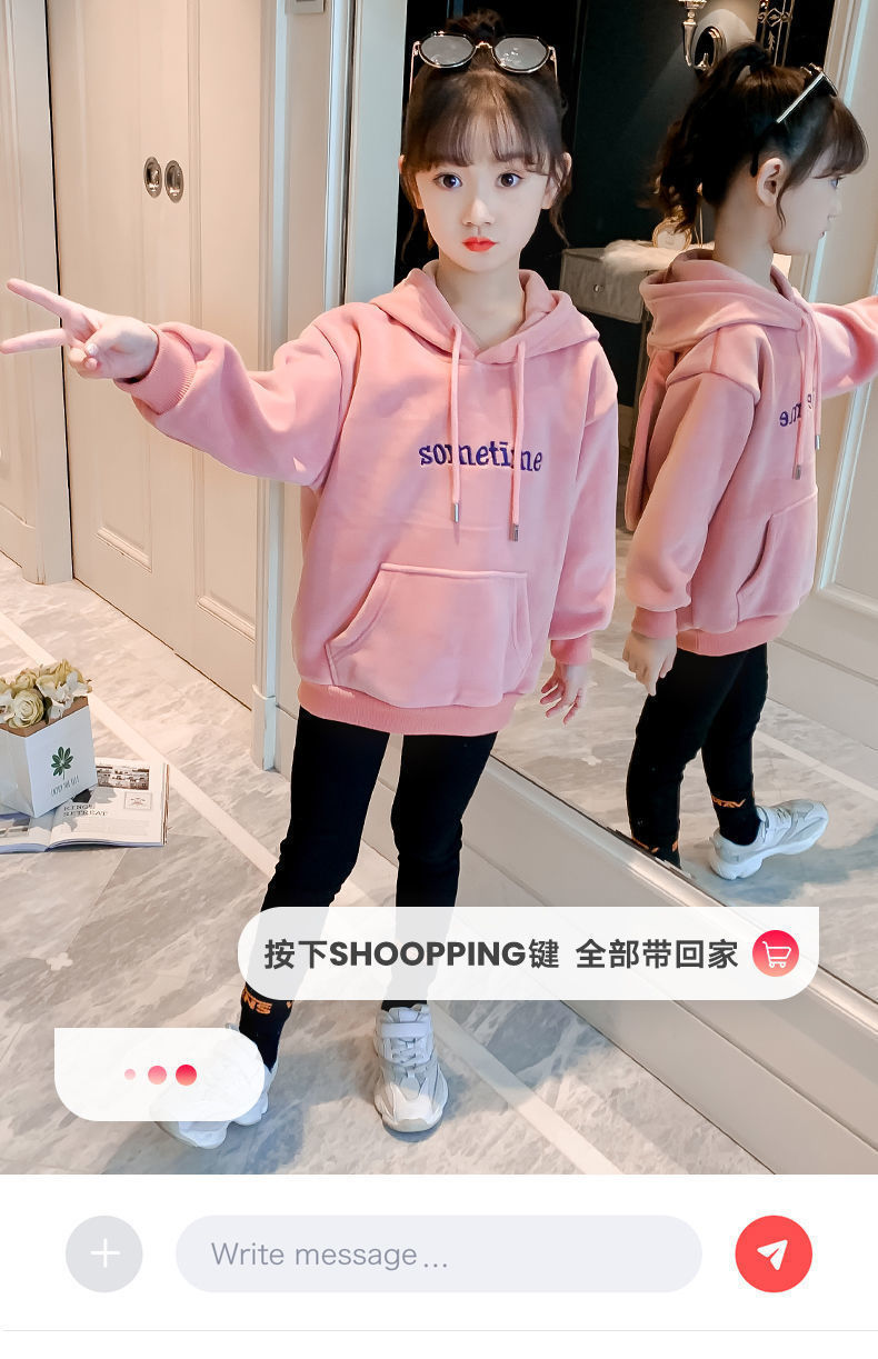 New plush and thickened hoodies for girls in autumn and winter. Stylish and warm tops for little girls and hoodies for big kids in winter pic 1
