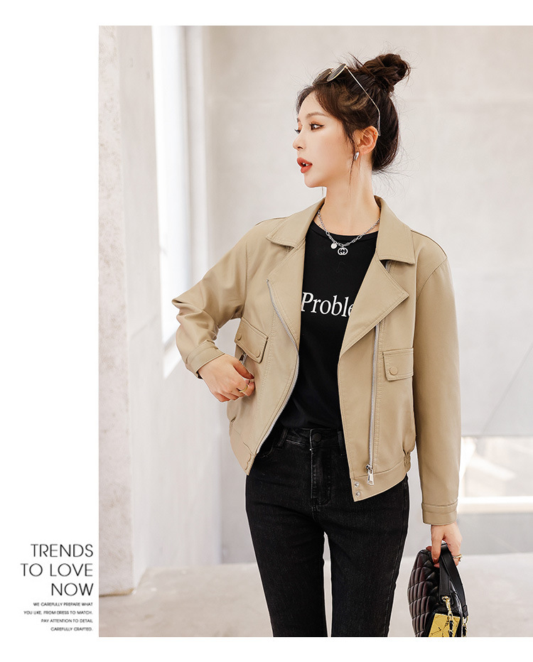 2022年新款春秋装小皮衣女外套宽松显瘦pu皮夹克减龄短款机车服潮详情14