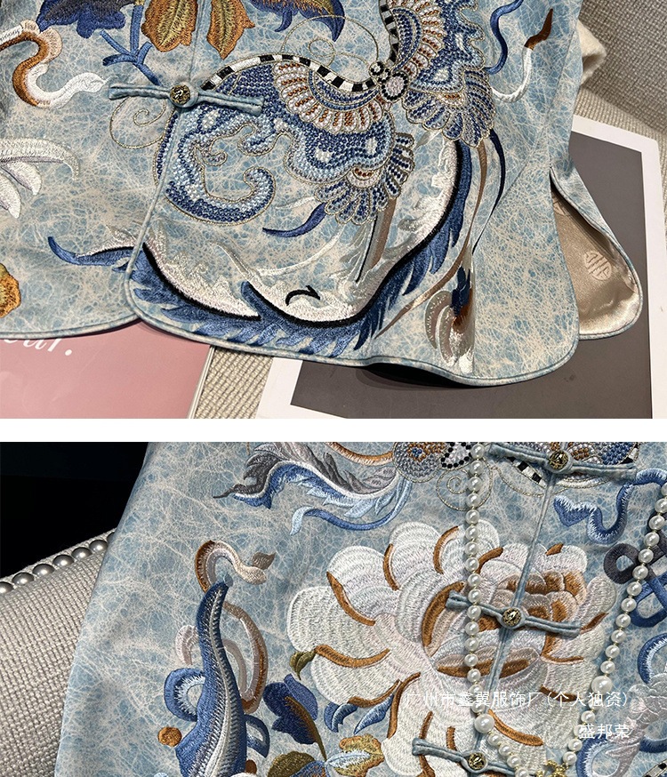 国潮夏装新款新中式国风薄款晒马甲圆领重工刺绣盘扣无袖坎肩背心详情4