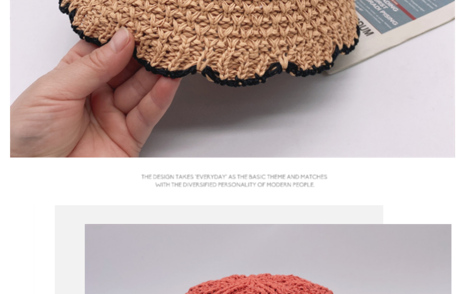 水桶帽渔夫帽帽子女款夏季手工钩盆帽遮阳防晒针织水桶帽显脸小网红海边沙滩帽详情10