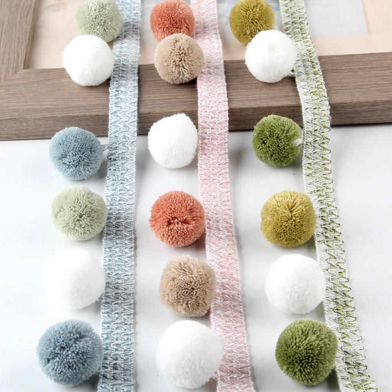 Curtain lace, three-color bayberry balls, side edge, European lace edge, sofa accessories, decorative parts, spliced black pic 26