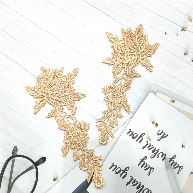 Factory direct sales of lace-trimmed adult underwear, best-selling polyester collar flower, light orange matching pattern, high-end clothing accessories pic 7