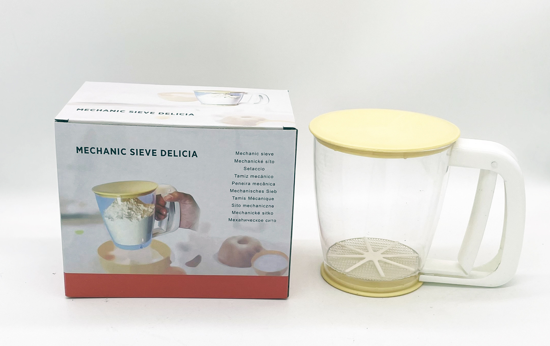 Ultra-fine flour sieve, handheld semi-automatic flour sieve, baking tool, cup-type flour sieve pic 6