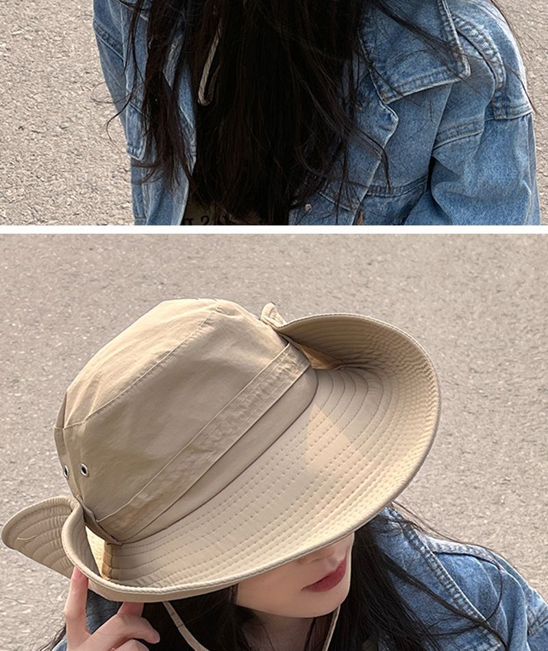 夏季户外防晒渔夫帽大檐遮阳钓鱼帽男女通用纯色防晒丛林登山帽详情4