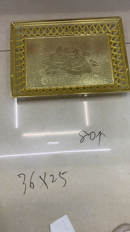 多种款式方形圆形电镀金色银色盘子瓜果盘详情6