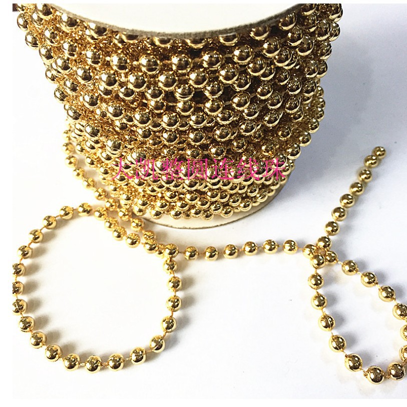 ABS imitation pearl round connected beads with gold and silver plating DIY handmade clothing, phone cases, wedding jewelry accessories pic 3