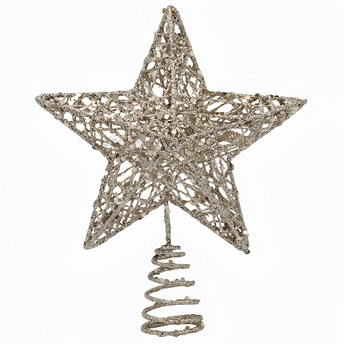 2025圣诞树顶星 铁艺发光带灯立体五角星 树顶星金粉圣诞树顶装饰详情13