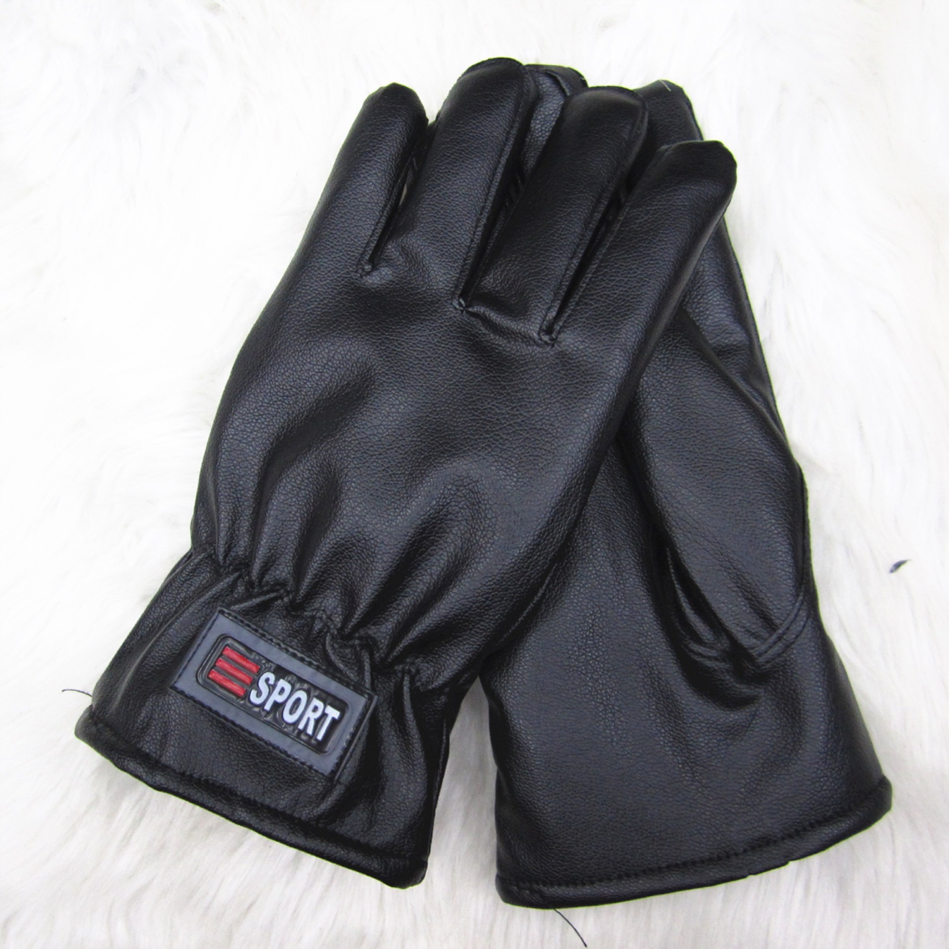 Cross-border PU gloves, adult sheepskin texture with fleece, winter windproof three-dimensional outdoor cycling warm leather gloves pic 9