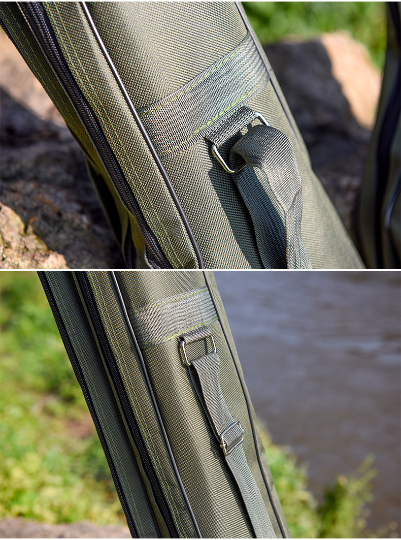 27746 LEO [Foldable large-belted fishing rod Bag 1M/ 1.5m Military Green/Black] Long fishing gear soft bag pic 17