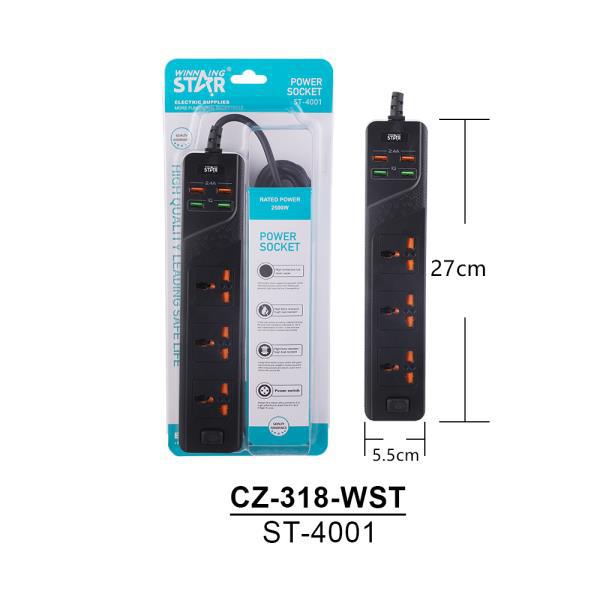 Winning Star foreign trade stock flame-retardant material multi-hole USB multi-functional universal socket for home and office pic 6