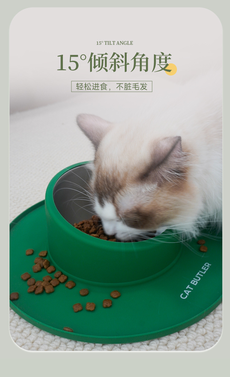 硅胶不锈钢宠物猫狗碗 防滑防漏易清洗 两用吃饭喝水狗食盆 固定狗碗宠物用品详情3