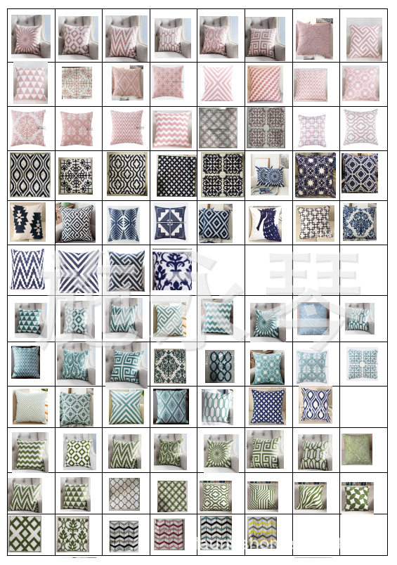 北欧简约几何线条沙发抱枕办公室棉麻刺绣靠垫外销亚马逊枕套详情2