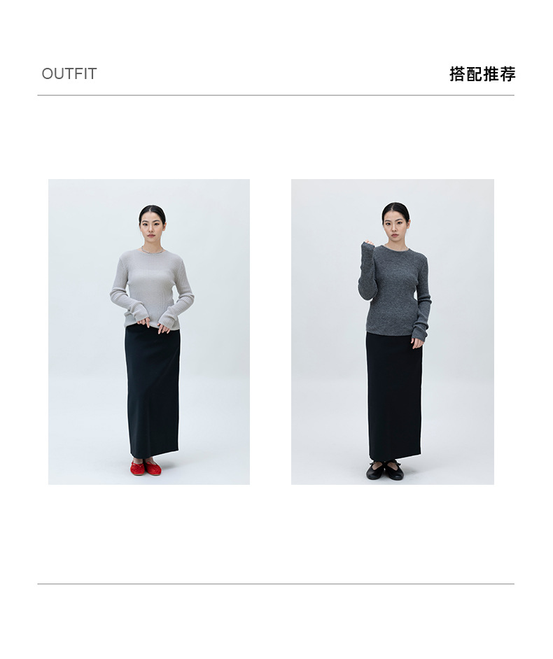 修身显瘦打底坑条圆领长袖针织开衫简约纯色毛衣女详情6