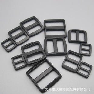 厂家直销5CM车缝口字扣  塑料黑色车缝方扣 两档扣 车线塑料扣详情1