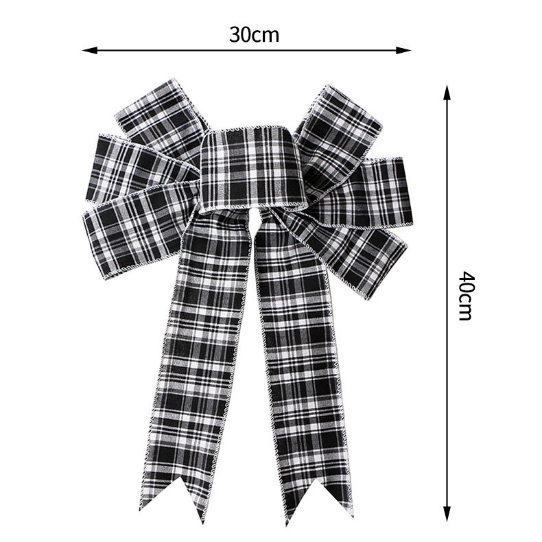 Wholesale of handcrafted Christmas tree ornaments and pendants with black, white, red and black checkered patterns made of Simisi faux linen ribbons pic 42