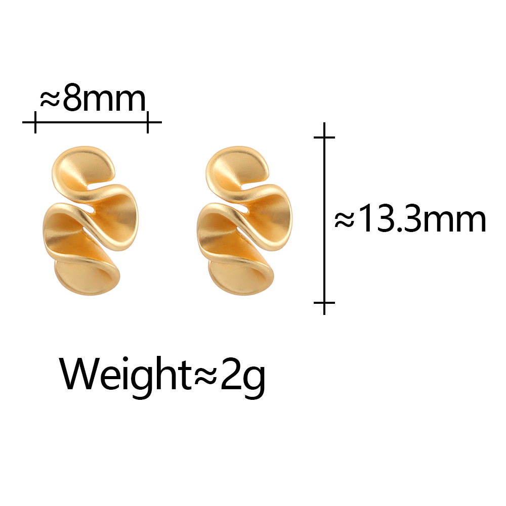 New niche design matte small irregular pleated cream flower stud earrings, light luxury and fashionable style, versatile pic 3