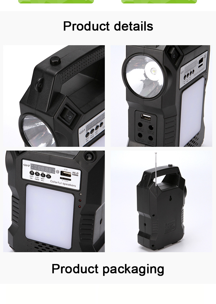 Outdoor portable multi-functional Bluetooth radio MP3 solar emergency light usb mobile phone charging courtyard system light pic 20