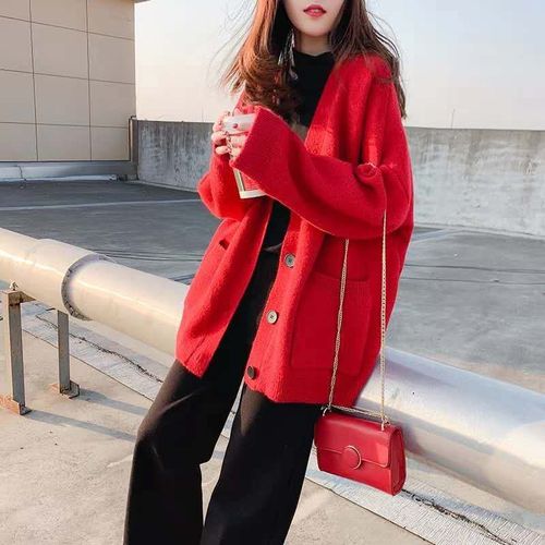 早秋慵懒风宽松休闲百搭长袖外套上衣2022新款时尚针织连帽开衫女详情2