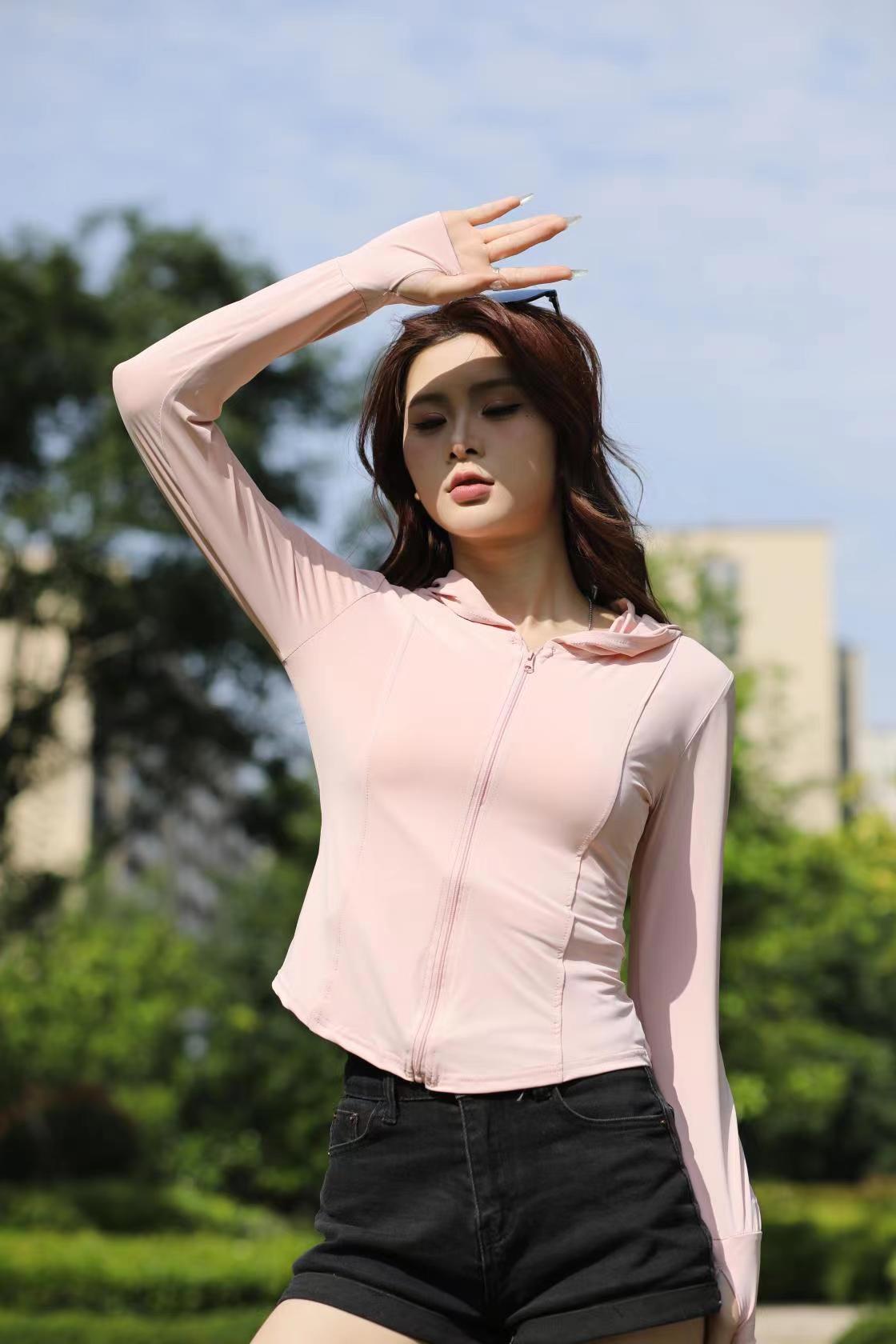 The same style of black rubber cap brim patchwork color-blocking Xiaoye Kazuko sun-protective clothing, yoga slimming little rabbit sun-protective clothing for women pic 12