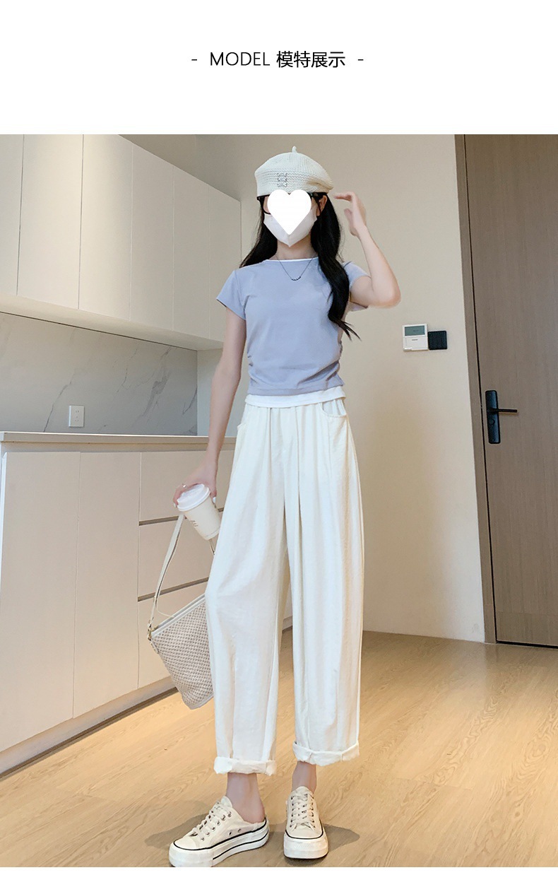 白色山本哈伦醋酸奶奶裤女2024夏季新款薄款高腰垂感休闲裤禅意裤详情9
