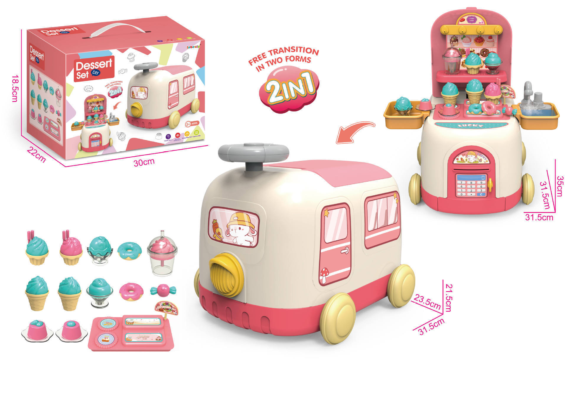 亚马逊跨境儿童火车收纳2合1厨房医具宠物女孩过家家益智场景玩具详情7